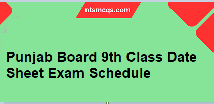 Punjab Board 9th Class Date Sheet 2025 Exam Schedule